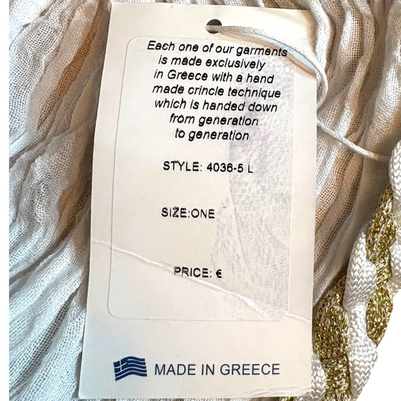 Grimani Penelope Hand Crafted Greek Dress, O/S, White Crinkle Cotton - Picture 16 of 16